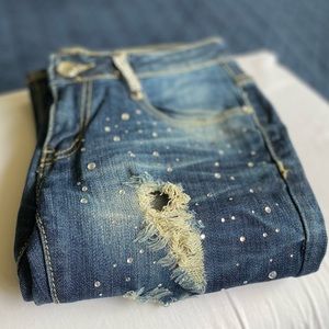 Machine Pour Neuf Mode Studded/Bedazzled Jeans Sz 28